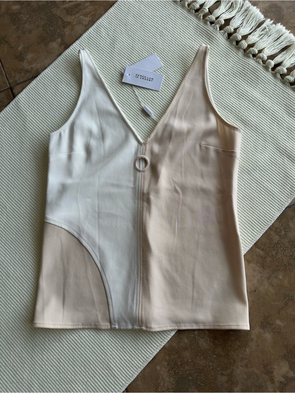 Derek Lam 10 Crosby Colorblock Ring Detail V-Neck Tank Top